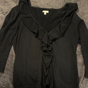 Talbots Black Ruffle Blouse
